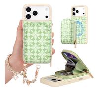 Hanman Magnetic Case with Card Holder Wallet for iPhone 17 Pro Max,2-in-1 Detachable PU Leather Case with Card Holder Purse & Wrist Strap,RFID Blocking,4 Card Slot and 2 Cash Compartment-White Grape