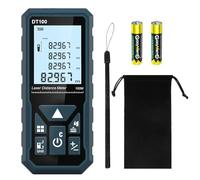 HANMATEK Laser Distance Meter 100m, DT100 Laser Measure 328ft with Portable Handle Digital Measure Tool Range Finder 4-Line Backlit Large LCD Display IP54 Shockproof