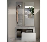 hanmer high gloss hallway furniture set in white and concrete