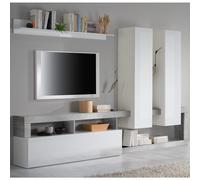 hanmer large white gloss entertainment wall unit in cement