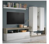 hanmer large white gloss entertainment wall unit in pewter