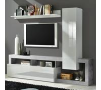 hanmer small white gloss entertainment wall unit in cement