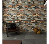 HANMERO 3D Chinese Style Imitation Brick Effect Wallpaper Decals 20.86 inches by 393 inches Long Murals PVC Vinyl Dimensional TV Living Room Bedroom D¨¦cor