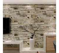 HANMERO Brick Wallpaper Imitation Brick Marble Wall Pattern Looks Real Up Wallpaper 20.86 inches by 393.7 inches Long Murals PVC Vinyl Dimensional 3D Wall Paper TV Living Room Bedroom Decor