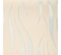 HANMERO Modern Extra-Thick Non-Woven Water Plant Pattern 3D Flocking Embossed Wallpaper Roll Living Room Bedroom, Cream & Silver, QZ0411, 10m x 0,53m