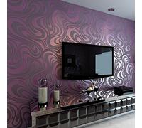 HANMERO Modern Minimalist Abstract Curves Glitter Non-woven 3D Wallpaper For Bedroom Living Room TV Backdrop Purple
