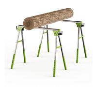 Hanmorfarbi 2pcs Foldable Metal Sawhorse,Workhorse 1200 Kg,2 * 4 Support Arms 6-Stage Height Adjustable (28-35Cm), Industrial A-Shaped Stand for Workshops and Construction Sites (Green)