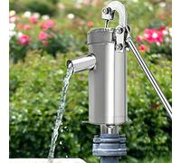 Hanmorfarbi Stainless Steel Hand-Operated Well Water Pump, Rocking WaterPump Household Hand-Operated Suction Pump Patio Groundwater,Manual Water Pumps