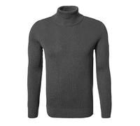 Hann Brooks Mens Warm Thick Cotton Classic Fit Roll Polo Turtle Neck Ribbed Textured Jumper Pullover Top (UK, Alpha, M, Regular, Regular, Coal Grey)