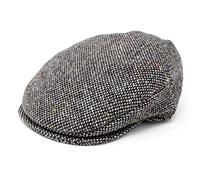 Hanna Hats Traditional Irish Tweed Wool Vintage Cap. Unisex Cabbie Hat. Stud Fastener & Taffeta Lining. 100% Made in Ireland., Granite Grey Salt & Pepper, X-Large