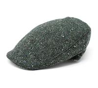 Hanna Hats Traditional Tweed Wool Donegal Touring Cap. Unisex Ivy Hat. Sewn Peak and Taffeta Lining. 100% Made in Ireland., Dark Green Fleck Salt & Pepper, XL