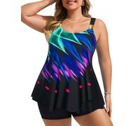 Hanna Nikole Female Flowy Swimsuit Two Piece Swimwear Summer Tankini Colorful Flowers M