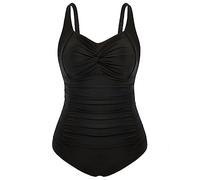 Hanna Nikole Plus Size One Piece Swimsuit Women Plain Print Stripes One Piece Swimsuit Black 14 Plus