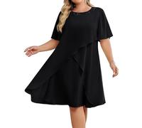 Hanna Nikole Plus Size Summer Dresses Mother of The Bride Dresses Chiffon Evening Dress Sequin Round Neck Wedding Guest Dress Black