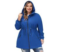 Hanna Nikole Raincoat for Women Outdoor Hooded Jacket Rain Jackets Waterproof Breathable Windbreaker Royal Blue 22