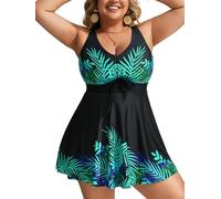 Hanna Nikole Tankini Sets for Women UK Plus Size Two-Piece Swimsuits Drawstrings Keyhole Swim Dress with Swim Shorts Tummy Control Swimwear Modest Swimmming Costume Bathing Suits