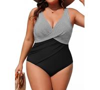 Hanna Nikole Women Swimwear Plus Size One-Piece Swimsuit Tummy Control Swimming Costume Shape Monokinis Cross Bathing Suit Soft Beachwear