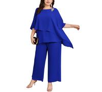 Hanna Nikole Women's Elegant Trouser Suit Festive Two-Piece Royal Blue M