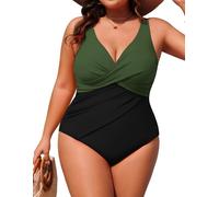 Hanna Nikole Women's One-Piece Swimsuit Plus Size Swimming Costume Tummy Control Swimwear Shape Monokinis Cross Bathing Suit Soft Beachwear