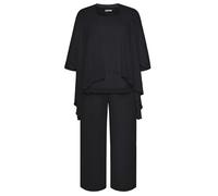 Hanna Nikole Women's Plus Size Chiffon Evening Suit Sets for Wedding Elegant Two-Piece Round Neck Shirt Black 16