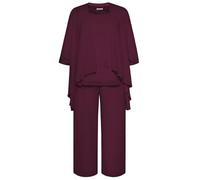 Hanna Nikole Women's Plus Size Chiffon Round Neck Mother of The Bride Trouser Suit Irregular Mother of The Bride 2-Piece Trouser Suit Chiffon for Wedding Evening Dress red Wine 20
