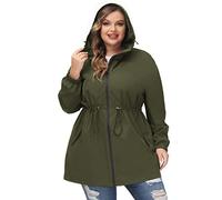 Hanna Nikole Women's Plus Size Lightweight Raincoat Waterproof Rain Jackets Windbreaker Raincoat Outdoor Windproof Running Golf Cycling Jacket with Hood Army Green 22