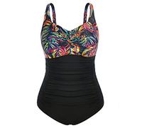 Hanna Nikole Women's Plus Size One Piece Sunflower Flower Print Bathing Suit One Piece Swimsuit Colorful Leaves UK 20 Plus
