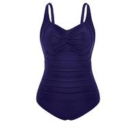 Hanna Nikole Women's Plus Size Swimsuit Sexy Tight Retro One-Piece Swimsuit Dark Blue S-24 Plus
