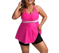 Hanna Nikole Women's Swimdress Elegant Skirted Bathing Suit with Soft Cup Padded for Camping Hot Pink M
