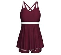 Hanna Nikole Women's Swimdress Elegant Skirted Bathing Suit with Soft Cup Padded for Camping M