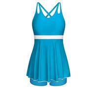 Hanna Nikole Women's Swimdress Elegant Skirted Bathing Suit with Soft Cup Padded for Camping M Blue Green
