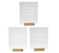 Hanna Roberts Set of 3 Wedding Reception, Ceremony, Party, Table Decoration Signs with Holder | Favors Please Take One | Please Sign Our Guestbook | Cards and Gifts (Frosted, Light Brown)