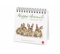 Hannah Dale: Happy Animals Premium-Postkartenkalender 2026: Die schönen Tierzeichnungen der britischen Künstlerin in einem kleinen Kalender zum Aufstellen. Wochenkalender mit 53 Postkarten