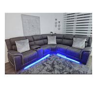 Hannah Grey Microfibre Recliner Corner Sofa Grey