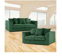 Hannah Jumbo Cord 3+2 Seater Sofa Set Green