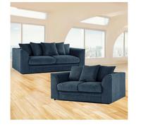 Hannah Jumbo Cord 3+2 Seater Sofa Set Navy Blue