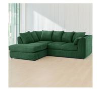 Hannah Jumbo Cord 4 Seater Left Hand Facing Corner Sofa Green
