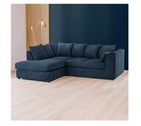 Hannah Jumbo Cord 4 Seater Left Hand Facing Corner Sofa Navy Blue