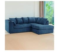 Hannah Jumbo Cord 4 Seater Right Hand Facing Corner Sofa Marine Blue