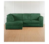 Hannah Jumbo Cord Full Back 4 Seater Left Hand Facing Corner Sofa Green