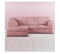 Hannah Jumbo Cord Full Back 4 Seater Left Hand Facing Corner Sofa Pink