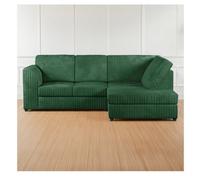 Hannah Jumbo Cord Full Back 4 Seater Right Hand Facing Corner Sofa Green
