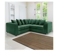 Furniture 786 Hannah Jumbo Cord Scatter Back 2c2 Corner Sofa in Green Furniture 786 Green