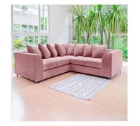 Hannah Jumbo Cord Scatter Back 2C2 Corner Sofa Pink