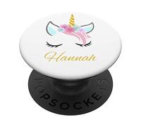 Hannah Name Gift - Personalised Cat Unicorn PopSockets Grip and Stand for Phones and Tablets