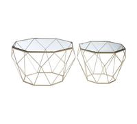 hannah octagonal glass set of 2 side tables with champagne frame