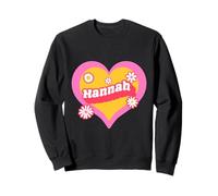 Hannah Retro Name Art Groovy Heart Flower Design Sweatshirt
