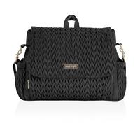 Hannah & Sophia Belle Convertible Baby Diaper Backpack & Messenger Bag in Black, Large Storage Space, Dual Sided Water Resistant Changing Pad Included, Detachable Shoulder Straps, Easy to Clean