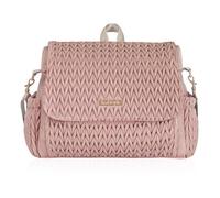 Hannah & Sophia Belle Convertible Baby Diaper Backpack & Messenger Bag in Rose Pink, Large Storage Space, Dual Sided Water Resistant Changing Pad Included, Detachable Shoulder Straps, Easy to Clean