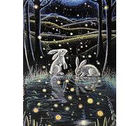 Hannah Willow The Woodland Spring UK made Art Greetings Card - two Hares by a Woodland Spring - Animals - Birthday Card - Christmas Card - Easter Card